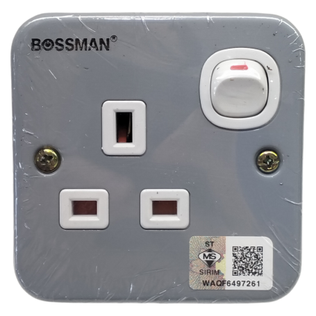 BOSSMAN METAL-CLAD SWITCH SOCKET - SINGLE 13A 1GANG (BSM-131)
