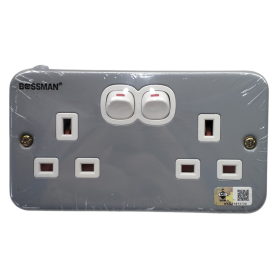 BOSSMAN METAL-CALD SWITCH SOCKET - DOUBLE 13A 2GANG (BDM-132)
