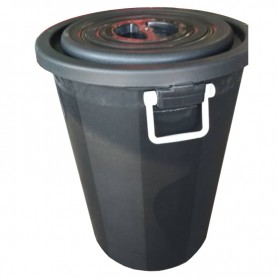RUBBER DUSTBIN WITH HANDLE LOCK COVER SIZE: 45 X 36 X 60CM