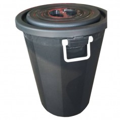 RUBBER DUSTBIN WITH HANDLE LOCK COVER SIZE: 45 X 36 X 60CM