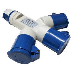 INDUSTRIAL 1WAY PLUG X 3WAY MULTIPLE SOCKET (16A X 3PIN X 3WAY)