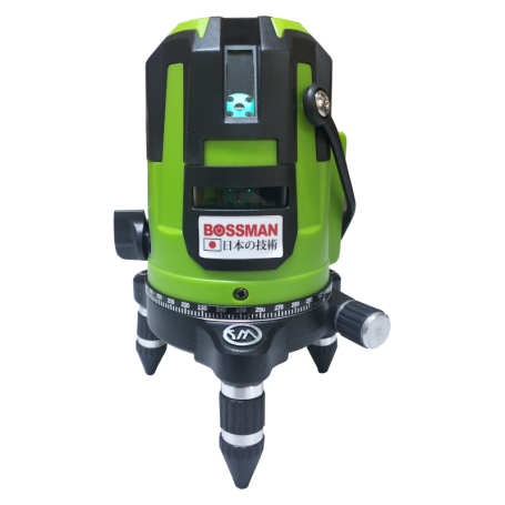 BOSSMAN LASER LEVEL MACHINE WITH 2 Battery GREEN (BGE17) (1H4V 5Line 45 degree)