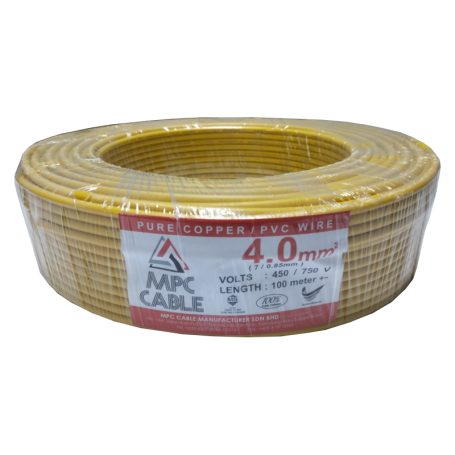 MALAYSIA PVC WIRE CABLE - YELLOW (1.5mm - 6.0mm)