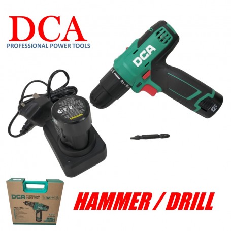 DCA 12Vx2.0Ah CORDLESS DRIVER HAMMER DRILL 10mm x 35Nm x 150W - 1.1kg ADJZ1202i