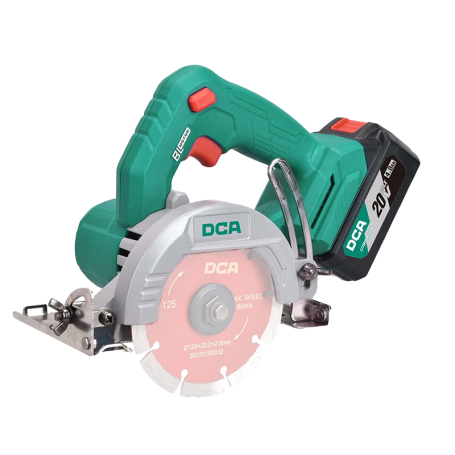 DCA 20Vx4.0Ah CORDLESS BRUSHLESS MARBLE CUTTER 125mm x 800W - 2.5kg ADZE125