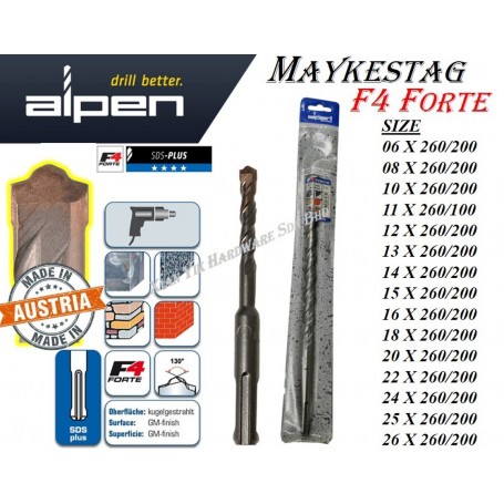 (260/200) A837 ALPEN MAYKESTAG SDS-PLUS DRILL BIT (Made In Austria)