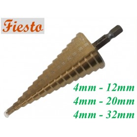 FIESTO HSS TIATANIUMNITRIDE COATED STEP DRILL - 5 STEP (4mm - 12mm)