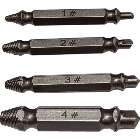EASY OUT SCREW EXTRACTOR BIT FOR HAND DRILL USE (4PCS SCREW EXTRATOR)