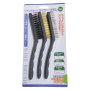 15-213 21cm X 3PCS PVC HANDLE WIRE BRUSH SET / BRASS, STEEL, PVC BRUSH
