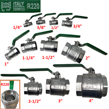 ITALY BOB BALL VALVE FULL BORE R220 350WOG 1/4" TO 4"