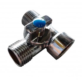 DLM 3WAY HEAVY DUTY CHROME MINI BALL VALVE - M & F & M -1/2"M X 1/2"F X 1/2"M