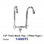 ISANO TWIN SWAN NECK TAP - PILLAR TYPE - 1/2"