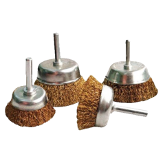 BRASS COATED CUP BRUSH WITH 6mm SHANK