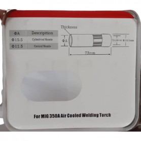 PANA 500 MIG GAS NOZZLE CHROME 2.5 STRAIGHT