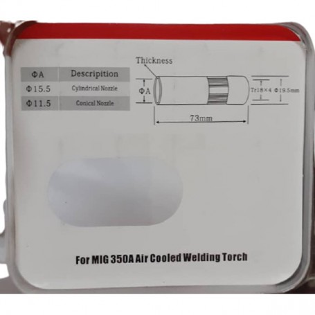 PANA 500 MIG GAS NOZZLE CHROME 2.5 STRAIGHT