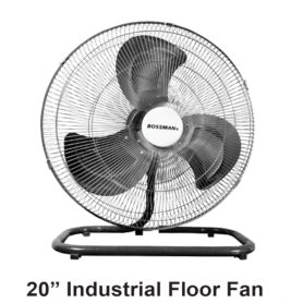 BOSSMAN HEARY DUTY HIGH VELOCITY INDUSTRIAL FLOOR FAN - SWIVEL BF220-20"