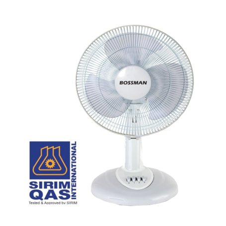 BOSSMAN TABLE FAN - WHITE (BTF121WE 12" BTF161WE 16")