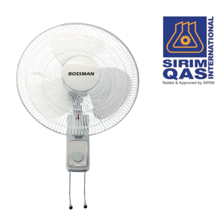 BOSSMAN WALL FAN 3-SPEED CHOICES - WHITE (BWF161WE 16")