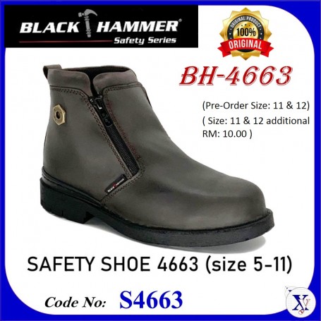 BLACK HAMMER ZIP ON SAFETY SHOES - MID CUT 4000 SERIES BH-4663
