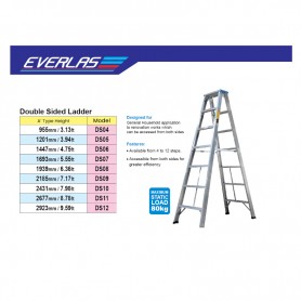 EVERLAS DOUBLE SIZE ALUMINIUM LADDER 双边米良梯