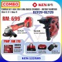COMBO SET- KEN 20V 4.0Ah ANGLE GRINDER + ROTARY HAMMER (Bat-2, C-1, Bag-1)  (BL9120+BL2120)