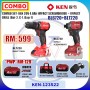 COMBO SET- KEN 20V 4.0Ah IMPACT SCREWDRIVER + IMPACT DRILL (Bat-2, C-1, Bag-1)  (BL6720+BL7220)