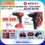 COMBO SET- KEN 20V 4.0Ah IMPACT DRILL + ROTARY HAMMER (Bat-2, C-1, Bag-1)  (BL7220+BL2120)