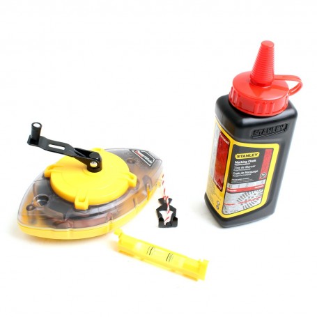 STANLEY POWERWINDER W/RED CHALK AND LINE LEVEL  (47-465)